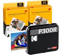 CHECARZHN--NO1-Mini 3 Retro 4Pass Imprimante Photo Portable (7,6X7,6Cm) - Paquet Avec 68 Feuilles, Noir