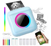 CHECARZHN--NO1-Mini Imprimante Photo Portable, Imprimante Photo Thermique Sans Fil Bt, Mini Imprimante Thermique Bluetooth Avec 13 Rouleaux De Papier Thermique Pour Photo Étiquettes Memo (Bleu Marine)