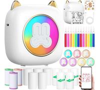 CHECARZHN--NO1-Mini Imprimante Portable, Imprimante Photo Thermique Sans Fil Bluetooth Avec 14 Rouleaux De Papier, Imprimante Intelligente Bluetooth Pour Ios & Android Pour D'Étiquettes, Images, Journ