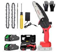 CHECARZHN--NO1-Mini Tronconneuse A Batterie 6 Pouces Tronçonneuse Électrique Sans Fil Avec Injecteur De Lubrifiant Et 2 3.0Ahbatteries Tronçonneuse À Une Main Pour La Coupe Du Bois,L'Élagage, La Cour