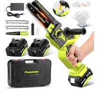 CHECARZHN--NO1-Mini Tronçonneuse À Batterie 8 Et 6 Pouces, 8000 Mah Élagueuse Sans Fil Pour Branches Et Jardin, Système D'Huile Automatique, Tension De Chaîne Sans Outil, 900W, Compatible Avec Makita