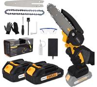 CHECARZHN--NO1-Mini Tronçonneuse Avec Batteries, 15,2 Cm, Portable, À Une Main, 2 Batteries De 2000 Mah, Avec Serrure De Sécurité, Pour Sécateur, Élagueur, Coupe Du Bois