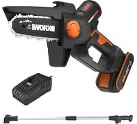 CHECARZHN--NO1-Nitro Mini Tronçonneuse Sans Fil 20V, Moteur Brushless, Powershare¿Barre De 5 Pouces, Perche D'Extension 125Cm, Réglage De Tension Sans Outil, Batterie Et Chargeur Inclus¿Wg325E.1