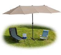 Checarzhn--No1-Parasol Double De Jardin, 460 X 270 Cm, Grand Parasol Avec Manivelle, Jardin, Terrasse, Uv 30+, Ovale, Beige