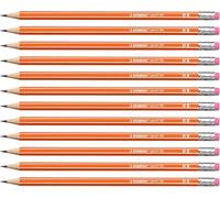 Checarzhn--No1-Pencil 160 - Lot De 12 Crayons Graphite Hb Avec Bout Gomme - Orange