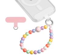 Checarzhn--No1-Pendentif Pour Téléphone Portable, Chaîne De Téléphone Portable, Perles Multicolores Courtes, Cordon Universel Amovible, Convient Pour Tous Les Smartphones Avec 2 Patchs