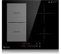 CHECARZHN--NO1-Plaque À Induction 60Cm Plaque Induction Electrique Avec 4 Zones Boost, Zones Flexibles Pour Barbecue, 9 Niveaux, Préchauffage Et Fonction Stop+Go, 7400W, Verrouillage De Sécurité Et M