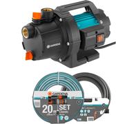 CHECARZHN--NO1-Pompe De Jardin 3000/4, Basic Set Pompe D'Arro Avec Unité D'Aspiration 3,5 M Et Tuyau Classic 20 M, Pulvérisateur D'Eau Et Pièces De Raccord, Débit 3000 L/H, 600 W, Arbre Inox (9011-47