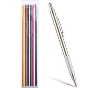 Checarzhn--No1-Porte-Mines Set,Critérium 2mm - Porte-Mines En Métal, Avec 12 Mines Colorées, Design Ergonomique, Capuchon Avec Taille-Crayon Intégré, Confortable Et Antidérapant