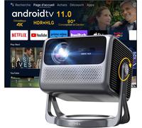 CHECARZHN--NO1-Projecteur 4K True Android Tv 11.0 Avec Netflix, Projecteur Video Avec 90° Gimbal, Dolby Audio, 600 Ansi Hdr10&Hlg, Videoprojecteur Avec Wifi 5&Bluetooth 5.3, Portatif Projecteur Nova