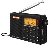 CHECARZHN--NO1-Radio Portable R108 Fm Am Mw Sw Radio Multibande Poste Radio À Ondes Avec Affichage Du Temps De Parole Fort Rétro-Éclairage De La Radio Numérique Alarme Noir