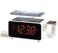 CHECARZHN--NO1-Radio-Réveil À Double Charge Sans Fil Avec Haut-Parleur Bluetooth, Radio Fm Numérique, Deux Ports Usb, Double Alarme, Veilleuse, Commande De Gradateur Et Écran Orange 1,4"" Cks209