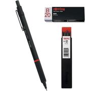 Checarzhn--No1-Rapid Pro ¿ Lot De 12 Porte-Mines Hb De 2,0 Mm, Corps Entièrement En Métal Noir Mat, Lot De Mines Tikky De 2,0 Mm, Gomme B20