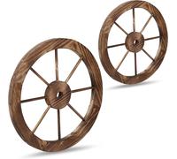 CHECARZHN--NO1-Roues Décoratives En Bois, Lot 2, Décoration Jardin, Terrasse, Roue Chariot Rustique, Style Far West, Marron