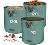 CHECARZHN--NO1-Sac Jardin Dechets Verts Resistant, 3 X 120 L Sac Vegetaux Jardin Avec Poignées, Pliables Et Réutilisables, En Polypropylène Extrêmement Robuste (Pp)