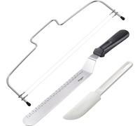 Checarzhn--No1-Set De Pâtisserie, 3 Pièces, 1 Div Ur De Tarte Avec 2 Fils De Coupe, Simplex-Duo + 1 Palette Avec Graduation + 1 Raclette/Décolleuse À Gâteau, Inox/Pp, Argenté/Blanc/Noir, 716022e8