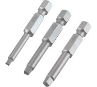 CHECARZHN--NO1-Snappy Lot De 3 Embouts Carrés Robertson Longueur 50 Mm Compatible Mandrin Rapide Tailles N°1, No.2, No.3, Snap/Sq/123, Argent