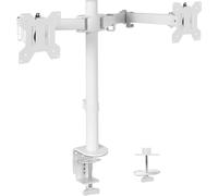 CHECARZHN--NO1-Stand-V002W Support De Bureau Pour Écran Lcd Led De 13 À 27"" Avec Pince En C Et ?illet Boulonné, Bras Entièrement Réglables Pour 2 Écrans Blanc