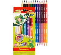 Checarzhn--No1-Superstick Crazy Crayons De Couleur 24 Couleurs Avec 12 Crayons De Couleur Résistants Aux Enfants Et Incassables Non Toxiques Mine Extra Épaisse 12 Crayons Dans Un Étui En Ca