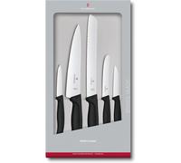 Checarzhn--No1-Swiss Classic, Jeu De Couteaux De Cuisine, 5 Pièces En Boîte Cadeau, Lame En Acier Inoxydable, Noir