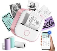 CHECARZHN--NO1-T02 Mini Imprimante Portable - Mini Autocollant Maker, Imprimante Bluetooth Sans Encre, Imprimante Mobile Pour Les Notes, Scolaires Liste De Famille, Bricolage Graffiti Board