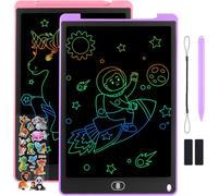 CHECARZHN--NO1-Tablette D'Écriture Lcd 12 Pouces-2 Pack,Lcd Tablette Dessin Avec Ecran Coloré,Bloc D'Écriture Effaçable Avec Des Autocollants D'Animaux,Pour Garçons Et Filles De 3 4 5 6,Rose + Violet