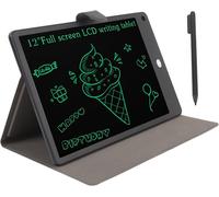CHECARZHN--NO1-Tablette D'Écriture Lcd De 12 Pouces, Tablette De Dessin Électronique Effacée Réutilisable, Tableau De Doodle Effacable Avec Stylo De Boîtier Pu, Carte D'Écriture Rechargeable Du