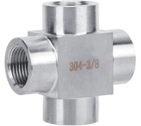 CHECARZHN--NO1-Té En Acier Inoxydable, Raccord De Tuyau À 4 Voies, Té En Acier Inoxydable 304 4 Voies G3 / 8 Adaptateur De Connecteur De Raccord De Tuyau À Filetage Femelle Pour Eau Et Gaz(Quatre Voi