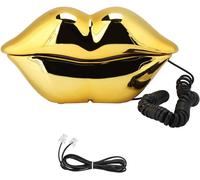 CHECARZHN--NO1-Téléphone Fixe, Wx-3061 Mode Multifonctionnel En Forme De Lèvre Pour Téléphone Téléphone De Bureau Décoration Téléphone À Cordon, Pour Les Fêtes, Les Anniversaires(Or)