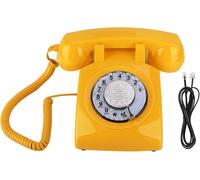 CHECARZHN--NO1-Téléphone Vintage, Téléphone Fixe À Cadran Rotatif Rétro Téléphone Classique Authentique Sonnette De Cloche Téléphone Filaire Téléphone Fixe Pour Bureau À Domicile Hôtel(Jaune)