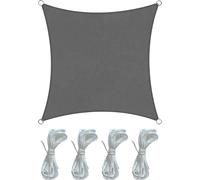 Checarzhn--No1-Toile Solaire, Gris Foncé, Polyéthylène Hdpe, Cordes Incluses, Pour Balcon Jardin, Pour Locaux Commerciaux (3,6x3,6 Mt)