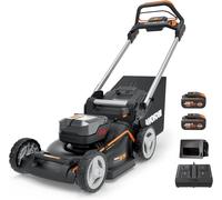 CHECARZHN--NO1-Tondeuse À Gazon Tractée Brushless Sans Fil 40V Wg749E, Jusqu'À 500M² Sur Une Charge, Diam. 46Cm, Coupe Jusqu'Aux Bordures, Sac De 55 L, Mulching, Livée Avec 2 Batteries 4Ah Et Chargeu