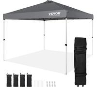 Checarzhn--No1-Tonnelle Pop-Up 304,8x304,8 Cm Tonnelle Auvent Jardin Bâche Enduit Argenté Pu 250d Sac À Roulettes Portable 4 Sacs Sable Abri Solaire Imperméable Pour Plein Air, Plage, Fête, Camping,