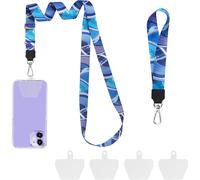 Checarzhn--No1-Tour De Cou Telephone,2 Pièces Dragonne Main Longe Clé Détachable Longe Universelle Téléphone Avec 4 Pièces Adhésives Individuelles Pour Plupart Des Smartphones(Vague)