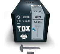 CHECARZHN--NO1-Vis Cnect 4,5X55Mm, Vis De Ferblantier Résistantes Aux Intempéries Avec Rondelle D'Étanchéité En Acier Inoxydable A2, Fixation De Baguettes De Recouvrement, 200Pcs, 1X Embout Inclus, 1