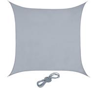 Checarzhn--No1-Voile D'ombrage Carrée, Tissu Pes, Imperméable, Concave, Toile Avec Cordes, 2 X 2 M, Gris Clair