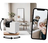 CHECARZHN--NO1-Wifi Ptz, Élégante & Discrète, Nocturne, 3Mp, Détection Ia, Suivi Auto, Audio Bidirectionnel, Mode Confidentialité, Camera Interieur Pour Maison Chat Chien Et Animaux, Pet Camera, Alexa