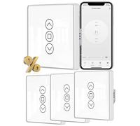 CHECARZHN--NO1-Wifi Smart 2.5D Interrupteur De Rideau À Écran Tactile En Verre Incurvé, Prend En Charge Les Applications Smart Life/Graffiti Et Alexa/Google Home Voice Control 4Pcs