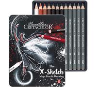 Checarzhn--No1-X Drawing Boîte De 12 Crayons À Croquis, Craie Blanche, Huile De Sanguine, Sépia Clair, Sépia Foncé, Néro, Graphite