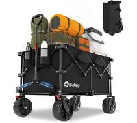CHECARZHN--NO1-Xxl Plus Chariot De Jardin Pliable Avec Freins 200L 150Kg, Chariot De Transport Tout-Terrain Avec Roues Extra Larges 17X10 Cm, Pliable Breveté Dans Quatre Directions Se4011, Noir Profo