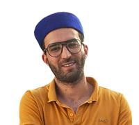 Chechia Kufi bleu - Chapeau musulman homme,bonnet docker, tunisienne authentique en laine, traditionnel fait à la main 60 cm