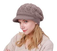 CheChury Casquette Femme Hiver Béret Femme Polaire Chapeau Fille Tricoté Bonnet Élégant Chapeau d'hiver Bonnet Tricoté Chaud Casquettes Visières Vintage Bonnet Femme Hiver Chic pour Sport,Kaki