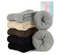 CheChury Chaussette Hiver Femme 5 Paires Chaussettes Chaudes Homme Chaussette Grosses Laine Thermique Chaussettes Femme en Coton pour Cadeau Anniversaire Cadeau Noel Idee Cadeau Original Utile Cadeau