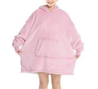 CheChury Enfants Sweat à Capuche Couverture Pull Capuchon Sherpa Couvertures Enfants Garçons et Filles Épaisse Sweat Automne Hiver Garder au Chaud Peignoir Hoodie Plush,Rose,Taille Unique