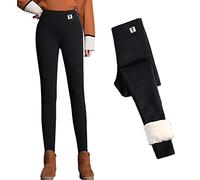 CheChury Femme Legging Thermique Chaud Doublé Polaire Pantalon Chaud Femme Leggings Toison Slim Extensible Femmes Stretch Casual Leggings Sport Yoga,B-Noir,XXL