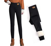 CheChury Femme Legging Thermique Chaud Doublé Polaire Pantalon Chaud Femme Leggings Toison Slim Extensible Femmes Stretch Casual Leggings Sport Yoga,A-Noir,3XL