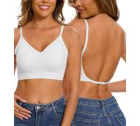CheChury Femme Soutien Gorge sans Armature Sexy Deep V Soutien Gorge Dos Nu Invisible Brassiere avec Coussinets Bralette sans Coutures Convertible en Soutien-Gorge Taille Basse Push up Bralette Comfit