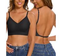 CheChury Femme Soutien Gorge sans Armature Sexy Deep V Soutien Gorge Dos Nu Invisible Brassiere avec Coussinets Bralette sans Coutures Convertible en Soutien-Gorge Taille Basse Push up Bralette Comfit