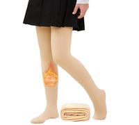 CheChury Filles Collant Polaire Hiver Chaud Leggings Enfant Doublure Épais Pantalon Thermiques Opaques Coton Collant Patinage Artistique Fille,Beige,M