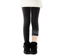CheChury Legging Fille Pantalons Hiver Leggings Polaire Pantalon Chaud Coton Hiver Pantalon Enfant Epais Chaud Elastique Collant Fleece Pantalon Thermo Pantalons Jambières Extensibles,Noir,122-128